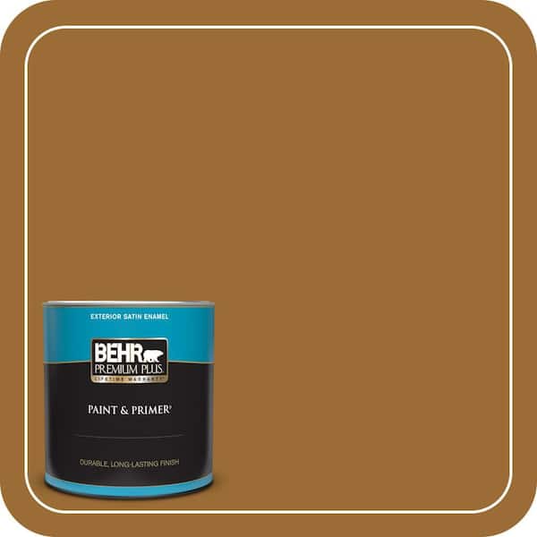 BEHR PREMIUM PLUS 1 qt. #PPU6-01 Curry Powder Satin Enamel Exterior Paint & Primer