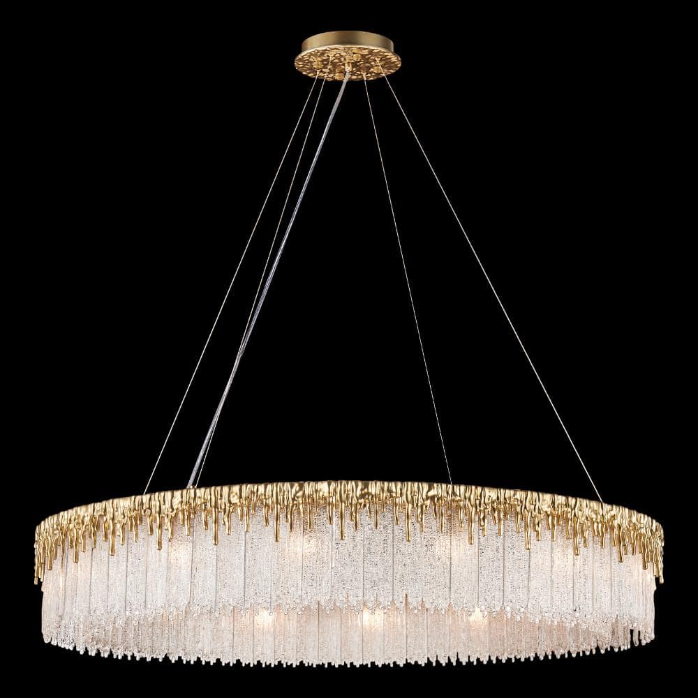 40 in. 14-Light Dimmable Brass Kitchen Island Chandelier, Large Round Glass Chandelier for Bedroom, Living Room price history on PriceWatchPro