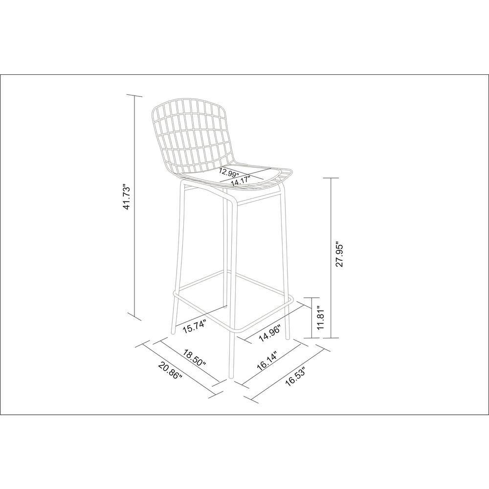 Madeline 42" Rose Pink Gold and Black Industrial Chic Barstool Set