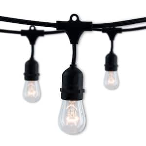 Outdoor/Indoor 48 ft. Plug-in S14 Incandescent Black String Light with Clear Bulbs Included 15 Sockets (1-Pack)
