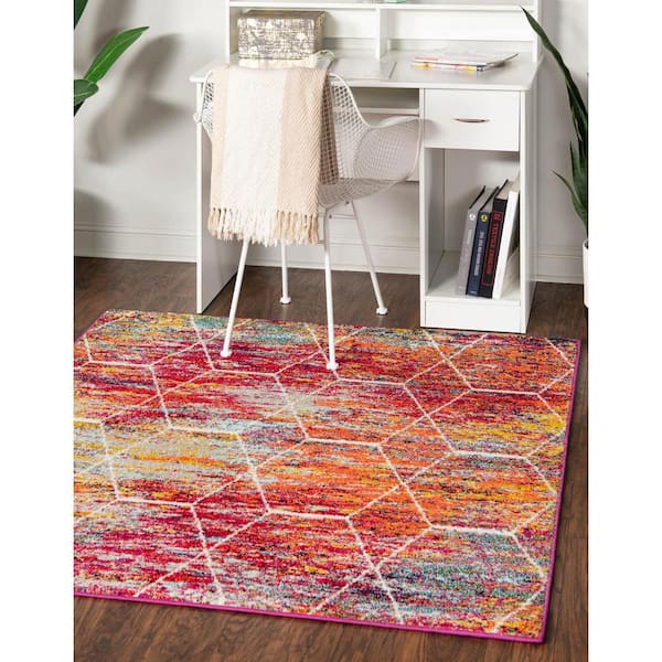 Trellis Frieze Geometric Multi 10 ft. x 10 ft. Area Rug