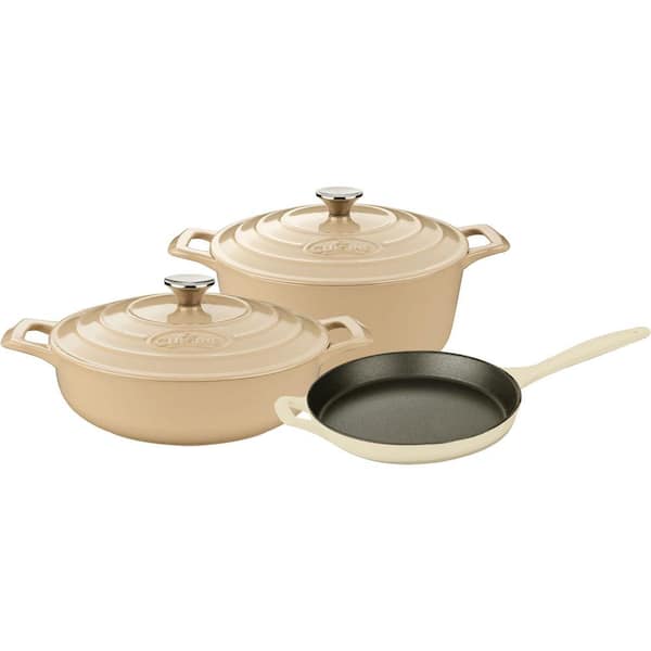 La Cuisine Range Collection 5-Piece Cast Iron Cookware Set in Cream
