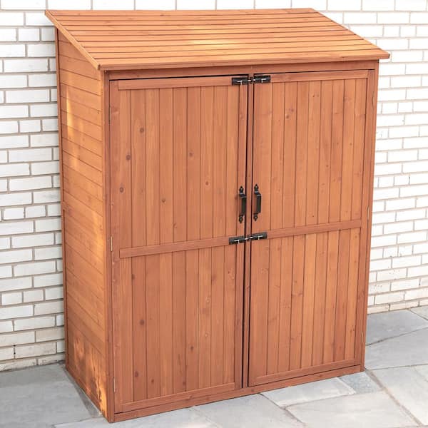 Leisure Season 4.9 ft. W x 2.4 ft. D x 6 ft. H Medium Brown Cypress Solid Wood Storage Shed with Pull Out Crates 11.76 sq. ft.