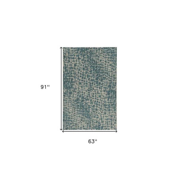 Teal Blue 5 ft. x 8 ft. Woven Polypropylene Rectangle Indoor/Outdoor Area Rug