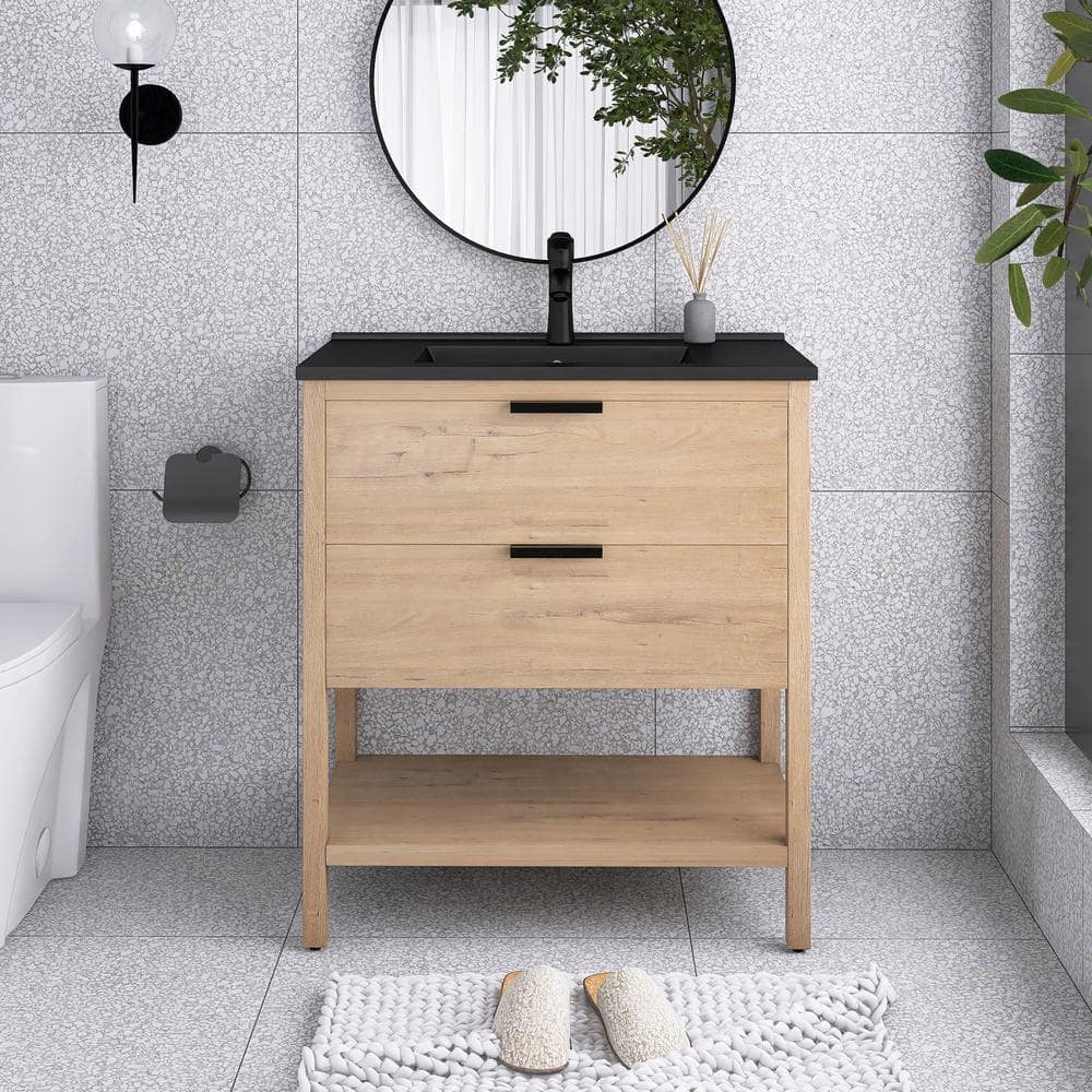 30 in. W x 18 in. D x 33 in. H Freestanding Single Sink Bath Vanity in Imit