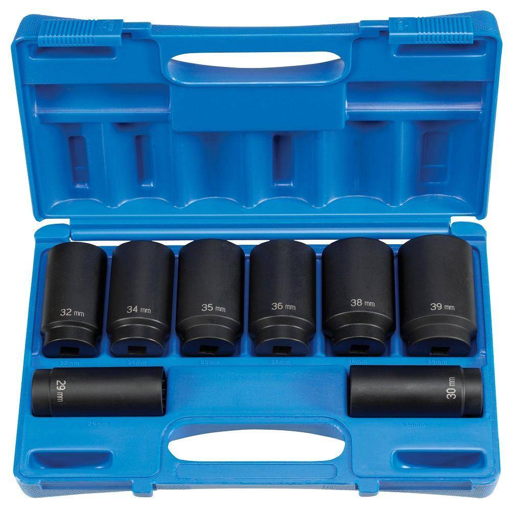 thumbnail image 2 of AUT 9-Piece 1/2" Drive Metric Deep Impact Socket Set - 29mm To 38mm, 6-Point, Axle Hub Nut Sockets 2 of 5