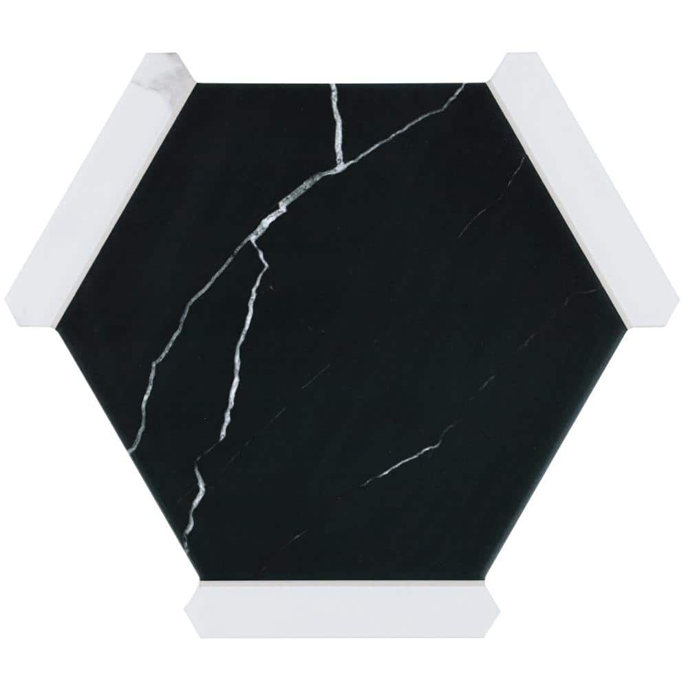 Samara Nero Black 8.66 in. x 0.31 in. Matte Porcelain Hexagon Floor and Wall Tile Sample price history on PriceWatchPro