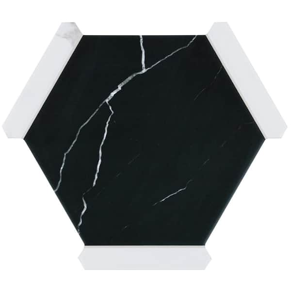 Ivy Hill Tile Samara Nero Black 8.66 in. x 0.31 in. Matte Porcelain Hexagon Floor and Wall Tile Sample