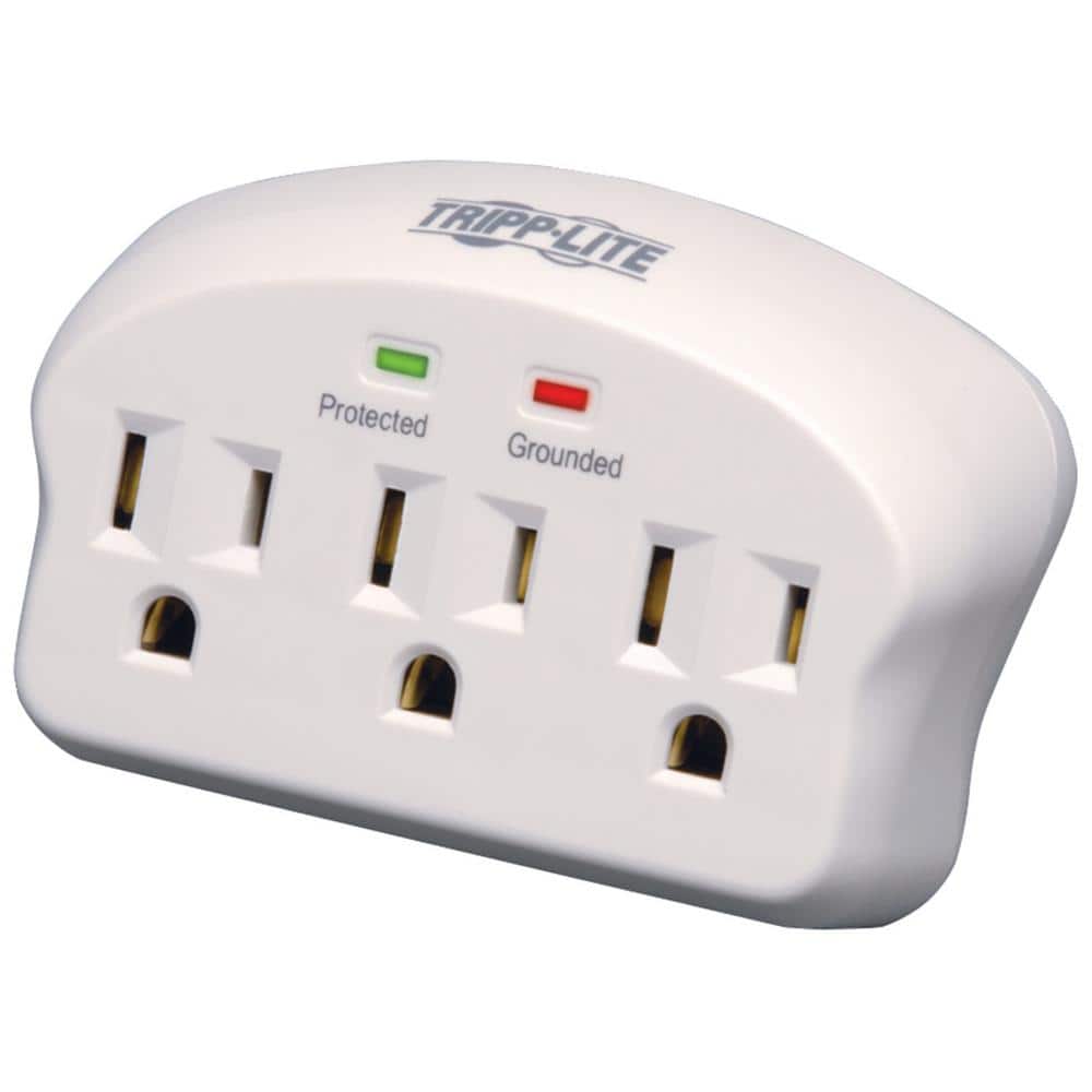White 3-Outlet Surge Protector Wall Tap