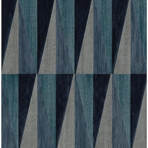 Denim Blue Pieced Diamond Vinyl Peel and Stick Wallpaper Roll (30.75 sq. ft.)