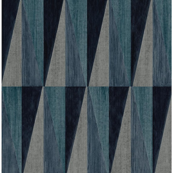 NextWall Denim Blue Pieced Diamond Vinyl Peel and Stick Wallpaper Roll (30.75 sq. ft.)