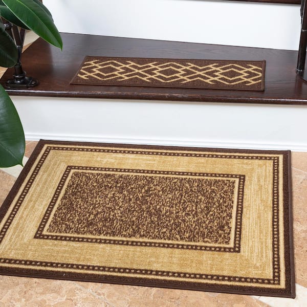 Ottomanson Ottohome Collection Non-Slip Rubberback Bordered 5x7 Indoor Area  Rug, 5 ft. x 6 ft. 6 in., Dark Brown OTH2208-5X7 - The Home Depot