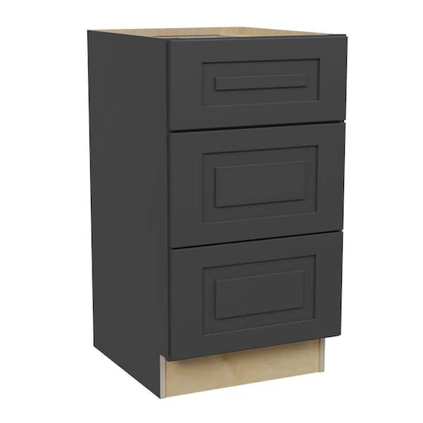 Home Decorators Collection Grayson 18 in. W x 21 in. D x 34.5 in. H Assembled Plywood Drawer Base Bath Cabinet in Deep Onyx with Soft Close