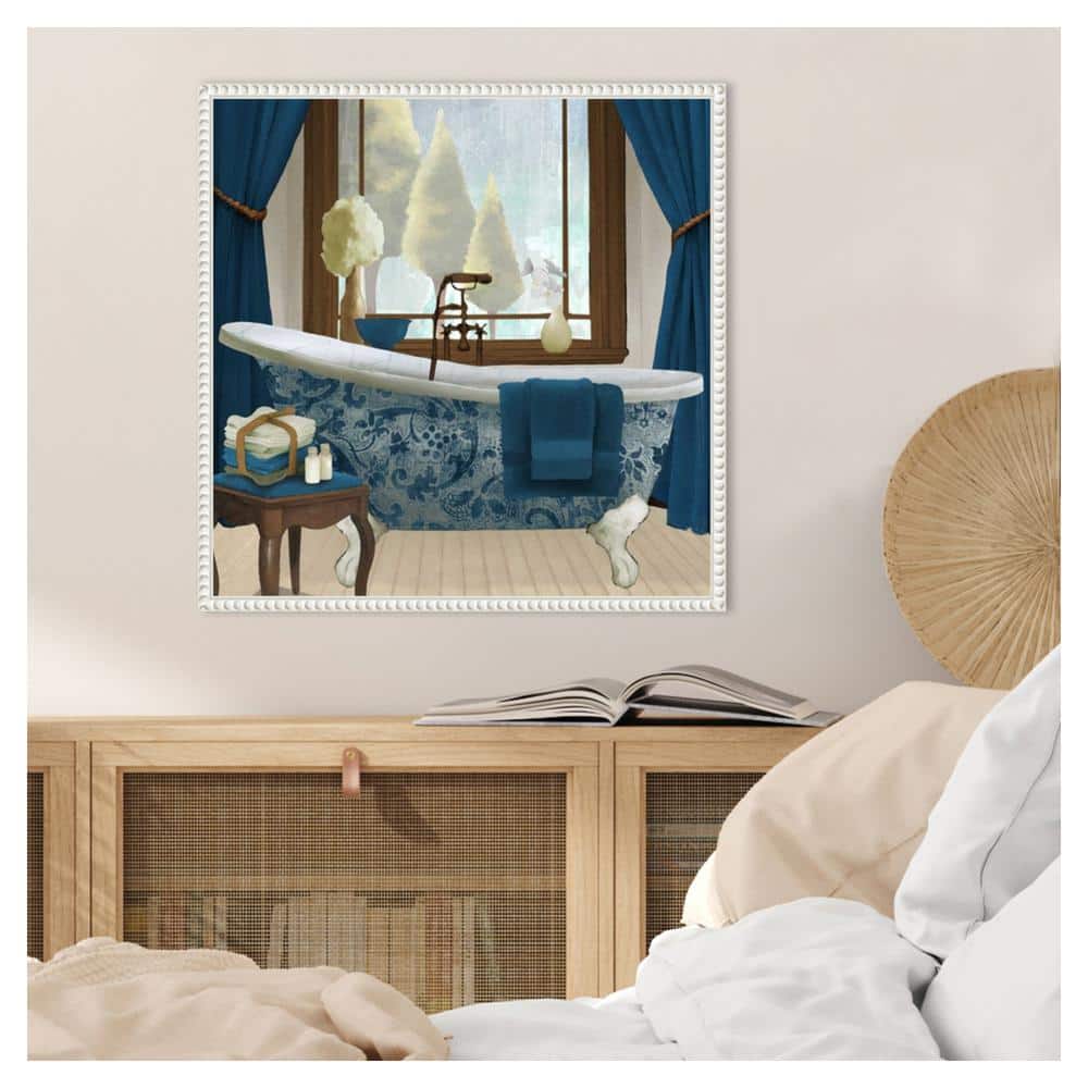 Blue and White French Provincial Bathtub Canvas Art
