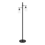 Hampton Bay Regan 63 in. Matte Black Floor Lamp with Clear