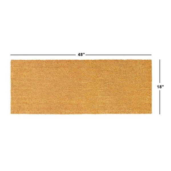 Plain Natural 18 in. x 48 in. Coir Non-Slip Outdoor Door Mat