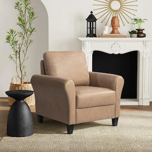 Wesley Light Brown Microfiber with Rolled Arm Chair