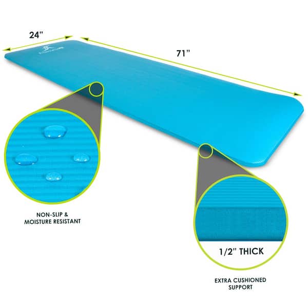 PROSOURCEFIT All Purpose Aqua 71 in. L x 24 in. W x 0.5 in. T Thick Yoga  and Pilates Exercise Mat Non Slip (11.83 sq. ft.) ps-2003-mat-aqua-ffp -  The Home Depot