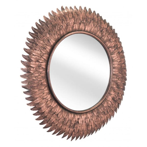 HomeRoots 28.7 in. x 28.7 in. Classic Irregular Framed Copper Vanity Mirror