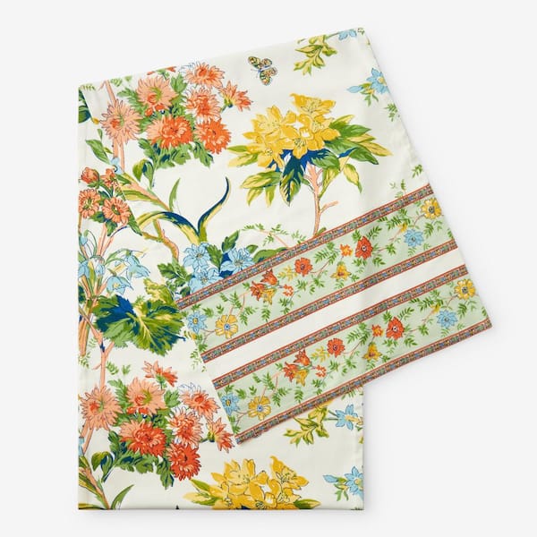 The Company Store Bagheecha Garden Floral 16 in. x 90 in. Ivory Table Runner
