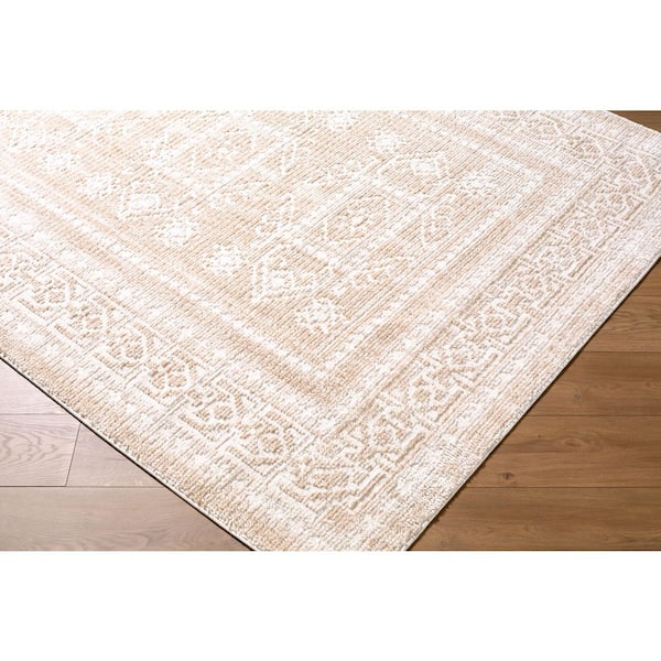 ELLE Decor Odeon 6 ft. x 9 ft. Light Beige Medallion Machine Washable Area Rug