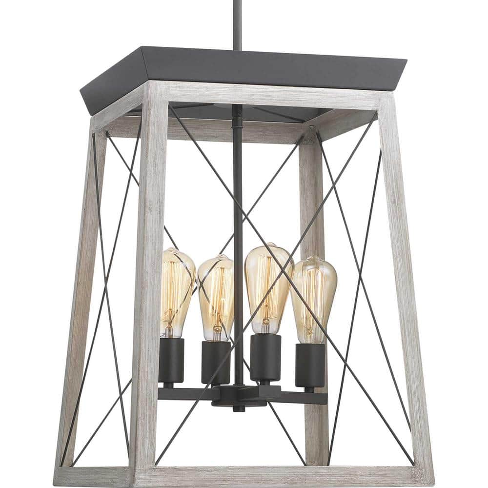 Briarwood Satin Nickel 4-Light Foyer Pendant with Vintage Charm
