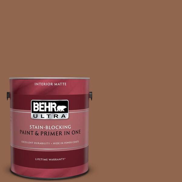 BEHR ULTRA 1 gal. #UL130-4 Caramel Swirl Matte Interior Paint and Primer in One