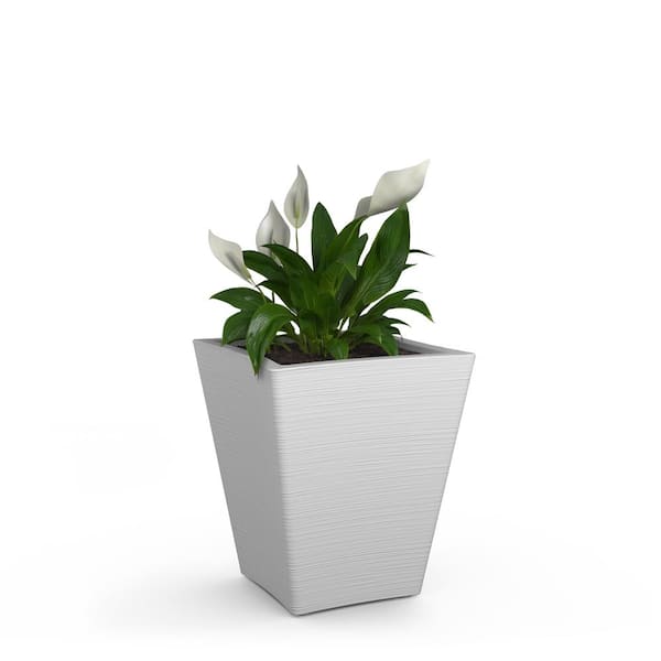 Mayne Bristol 18 in. Square Self-Watering White Resin Polyethylene Planter