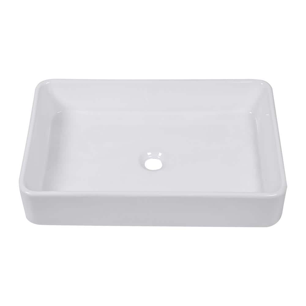 24'' White Gloss Ceramic Rectangular Above-Counter Sink