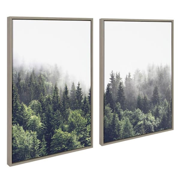 Kate and Laurel Sylvie Lush Green Forest on a Foggy Day by the Creative Bunch Studio 2-Piece Framed Art Print 23 in. x 33 in.