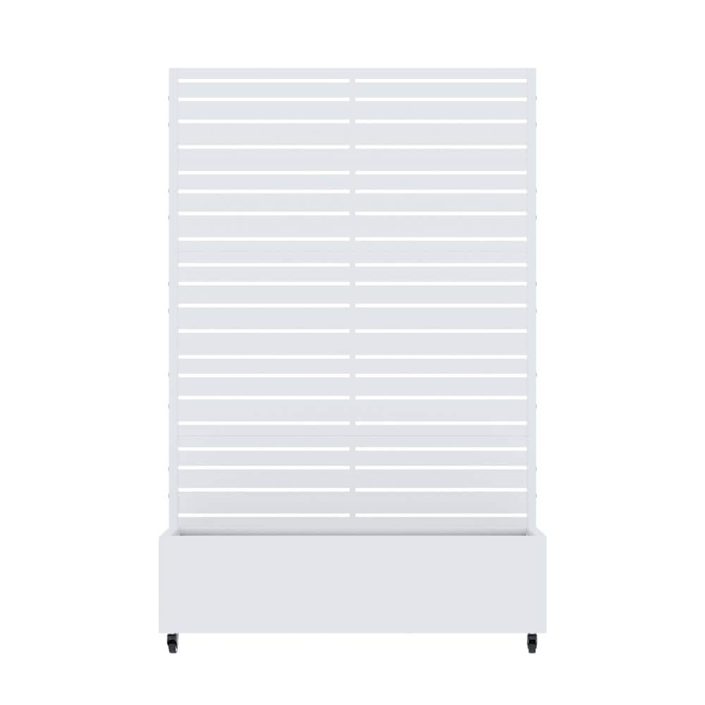 47 in. L x 16 in. W x 72 in. H White Rectangular Outdoor Iron Planter with Classic Louver Trellis (1-Pack) price history on PriceWatchPro