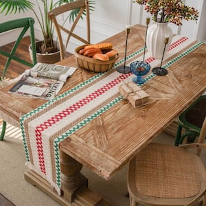 12 in. x 108 in. Christmas style Natural Burlap Table Runner simple and warm suitable for large groups (Set of 1)
