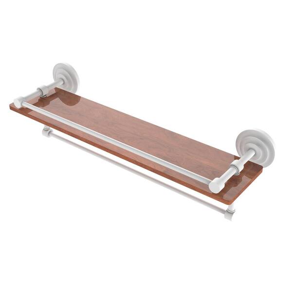Que New Collection Horizontal Reserve 3 Roll Toilet Paper Holder with Wood Shelf - Matte White - Allied Brass
