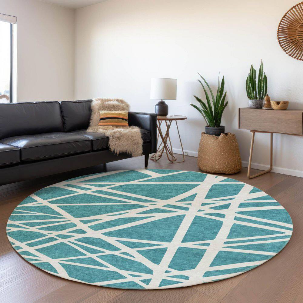 Addison Rugs Mayfield Premium Machine Washable Abstract AMF1040 Teal 8 ...