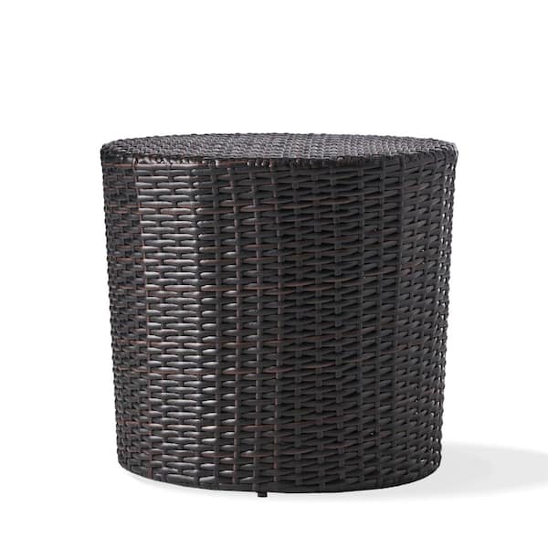 Alan Multi-Brown Round Faux Rattan Outdoor Patio Side Table