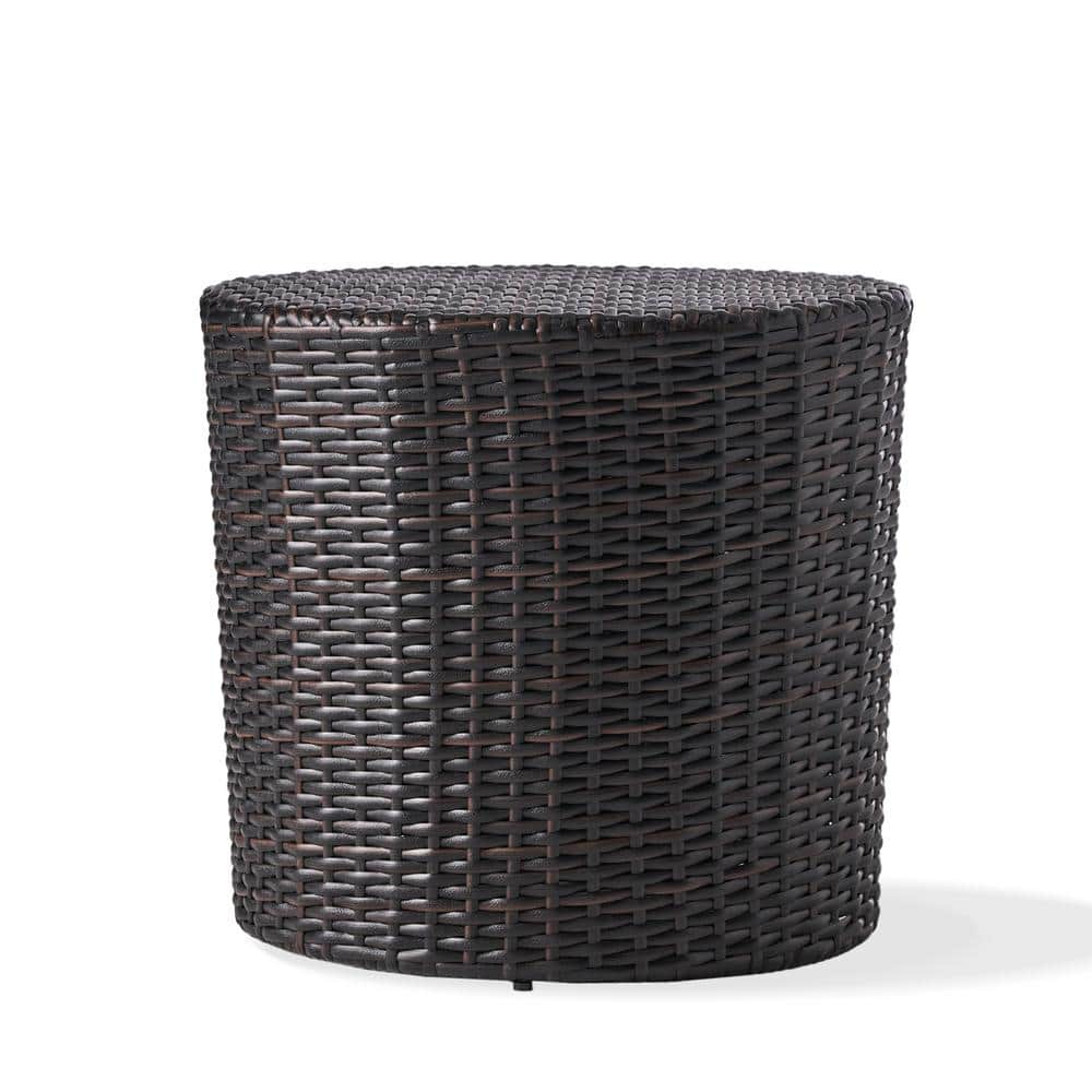 Keaton Multi-Brown Wicker Barrel Outdoor Side Table