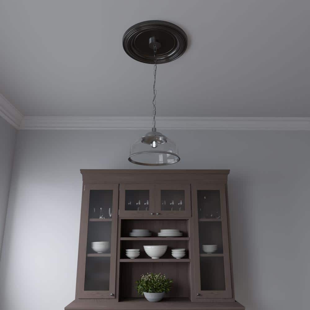 Traditional Metallic Charcoal PVC Ceiling Medallion, 19-inch Diameter