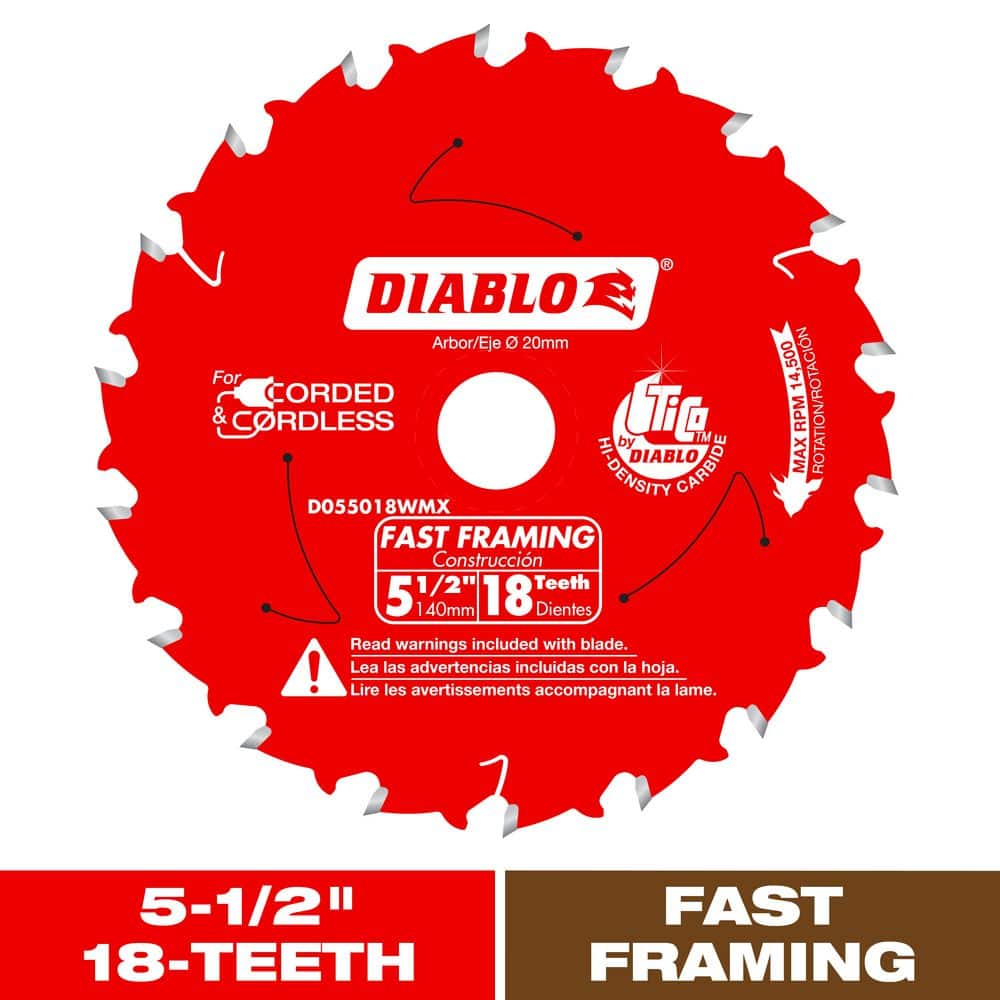 DIABLO 5-1/2 in. x 18-Tooth Fast Framing Circular Saw Blade with