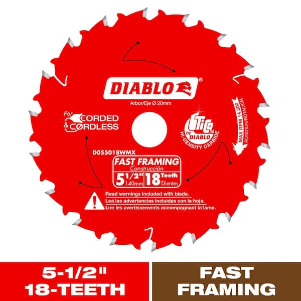 DIABLO 5-1/2 in. x 18-Tooth Fast Framing Circular Saw Blade with Bushings