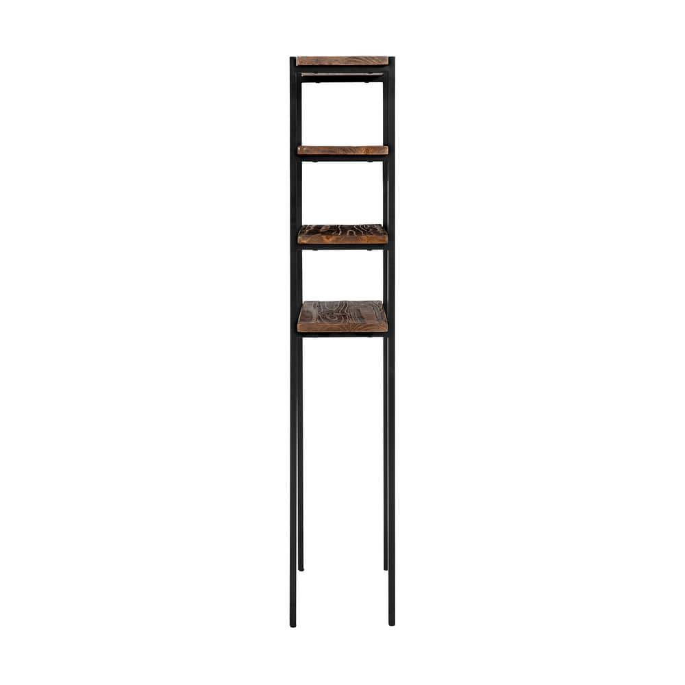 Pomona Black and Wood Over-the-Toilet 4-Shelf Storage