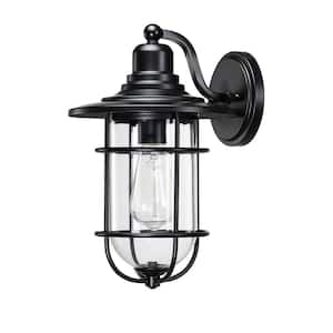 Retro Black Glass Shade Outdoor Hardwired Wall Lantern Scone with No Bulbs Included