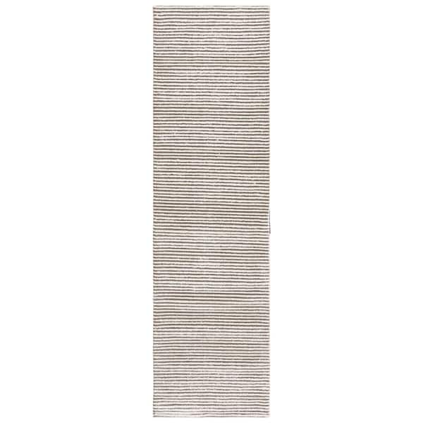 SAFAVIEH Audrey 2 ft. x 8 ft. Ivory/Dark Gray Parallel Striped Runner Rug