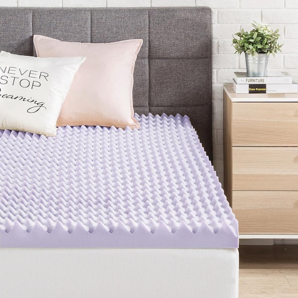 Mellow 3 in. King Egg Crate Memory Foam Mattress Topper with Lavender Infusion, Purple