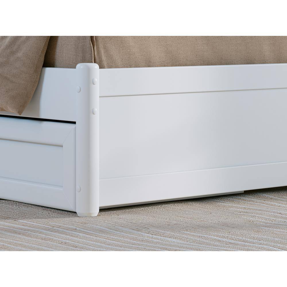 Casanova White Full Wood Platform Bed with Storage Drawers