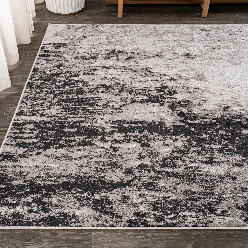 Storm Gray and Cream Abstract 3x5 Area Rug