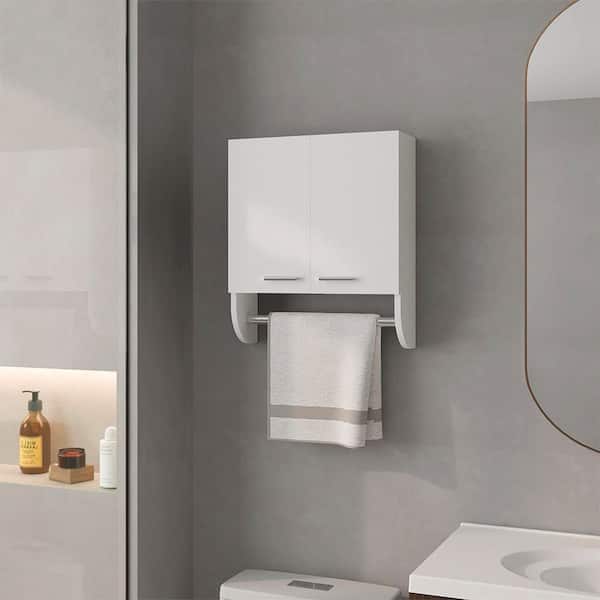 17.4 in. W x 20.3 in. H Rectangular White MDF Surface Mount Medicine Cabinet without Mirror, with Towel Holder