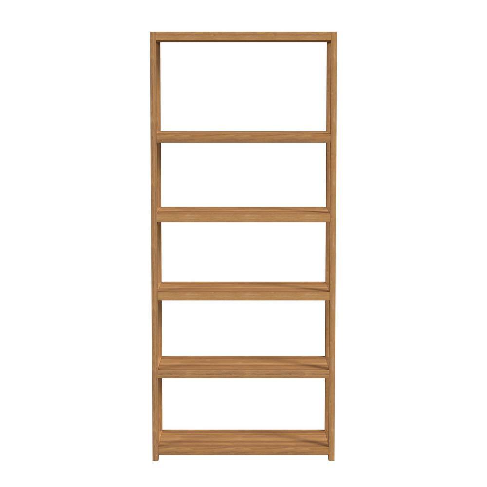 Lark Light Brown 5-Tier Solid Wood Etagere Bookcase