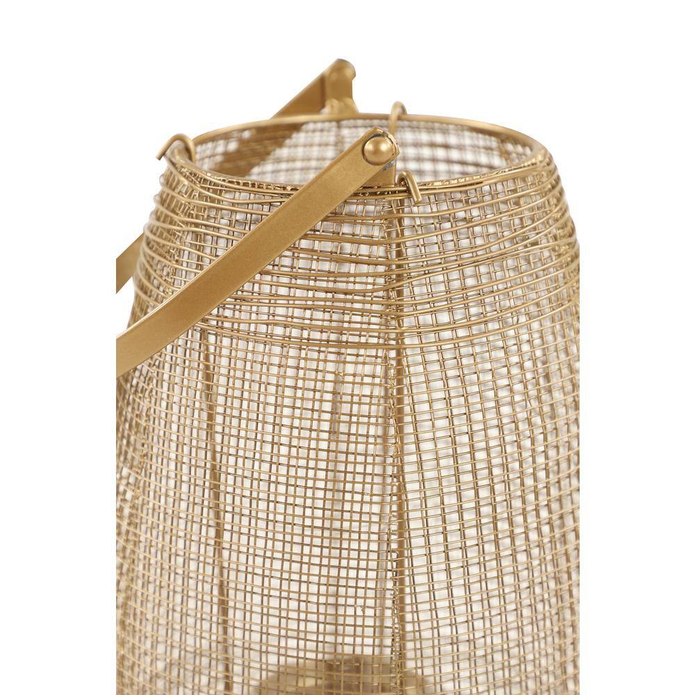 Gold Metal Hanging Hurricane Candle Lantern