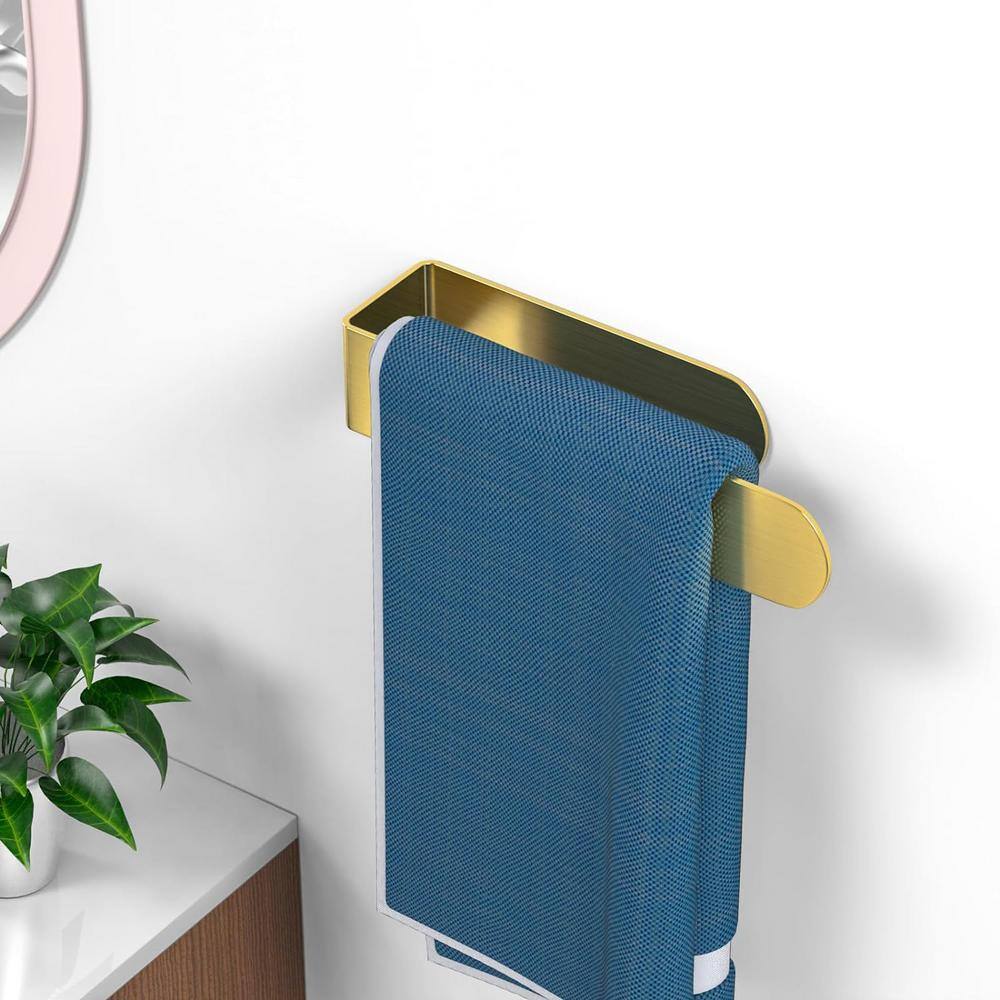 Gold Stainless Steel 8-inch Wall Mounted Adhesive Hand Towel Bar