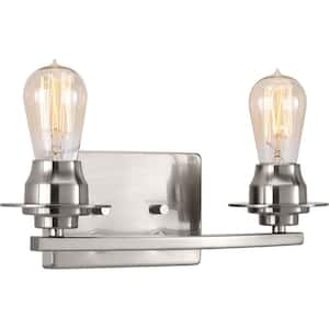 Debut Collection 2-Light Brushed Nickel Farmhouse Bath Vanity Light
